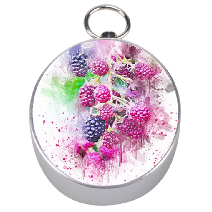 Blackberry Fruit Art Abstract Silver Compasses