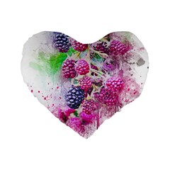 Blackberry Fruit Art Abstract Standard 16  Premium Flano Heart Shape Cushions by Celenk