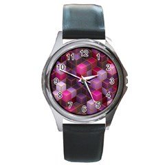 Cube Surface Texture Background Round Metal Watch by Celenk