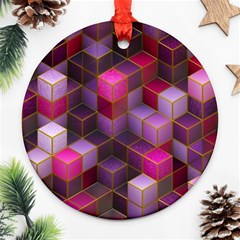 Cube Surface Texture Background Ornament (round) by Celenk