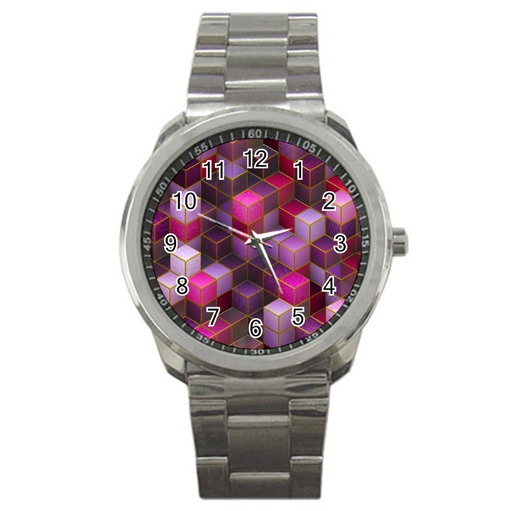 Cube Surface Texture Background Sport Metal Watch