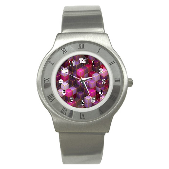 Cube Surface Texture Background Stainless Steel Watch