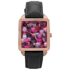 Cube Surface Texture Background Rose Gold Leather Watch  by Celenk