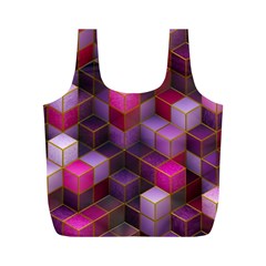 Cube Surface Texture Background Full Print Recycle Bags (m)  by Celenk