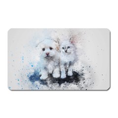 Cat Dog Cute Art Abstract Magnet (rectangular) by Celenk