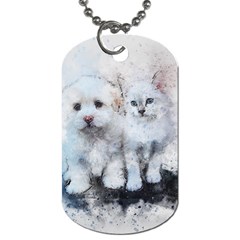 Cat Dog Cute Art Abstract Dog Tag (two Sides) by Celenk