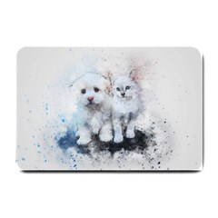 Cat Dog Cute Art Abstract Small Doormat  by Celenk