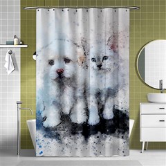 Cat Dog Cute Art Abstract Shower Curtain 48  X 72  (small)  by Celenk