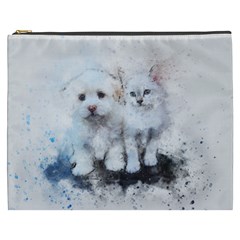 Cat Dog Cute Art Abstract Cosmetic Bag (xxxl)  by Celenk