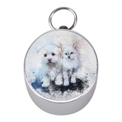 Cat Dog Cute Art Abstract Mini Silver Compasses by Celenk