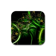 Flora Entwine Fractals Flowers Rubber Square Coaster (4 Pack)  by Celenk