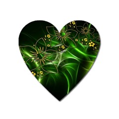 Flora Entwine Fractals Flowers Heart Magnet by Celenk