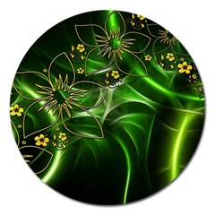 Flora Entwine Fractals Flowers Magnet 5  (round) by Celenk