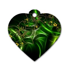 Flora Entwine Fractals Flowers Dog Tag Heart (two Sides) by Celenk