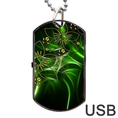 Flora Entwine Fractals Flowers Dog Tag Usb Flash (one Side) by Celenk