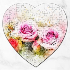 Flower Roses Art Abstract Jigsaw Puzzle (heart) by Celenk