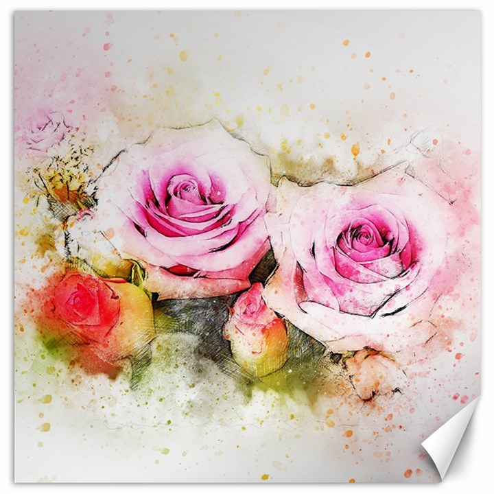 Flower Roses Art Abstract Canvas 12  x 12  