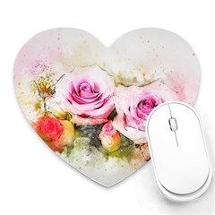 Flower Roses Art Abstract Heart Mousepads by Celenk