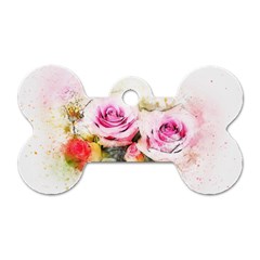 Flower Roses Art Abstract Dog Tag Bone (one Side)