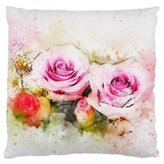 Flower Roses Art Abstract Large Flano Cushion Case (two Sides) by Celenk