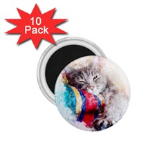 Cat Kitty Animal Art Abstract 1 75  Magnets (10 Pack)  by Celenk