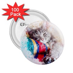 Cat Kitty Animal Art Abstract 2 25  Buttons (100 Pack)  by Celenk