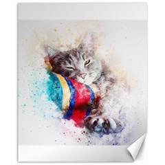 Cat Kitty Animal Art Abstract Canvas 11  X 14   by Celenk