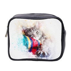 Cat Kitty Animal Art Abstract Mini Toiletries Bag 2-side by Celenk