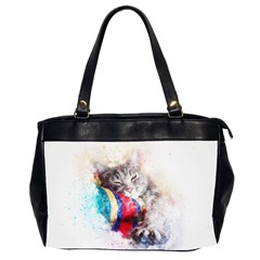 Cat Kitty Animal Art Abstract Office Handbags (2 Sides)  by Celenk