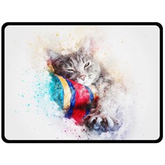 Cat Kitty Animal Art Abstract Fleece Blanket (large)  by Celenk