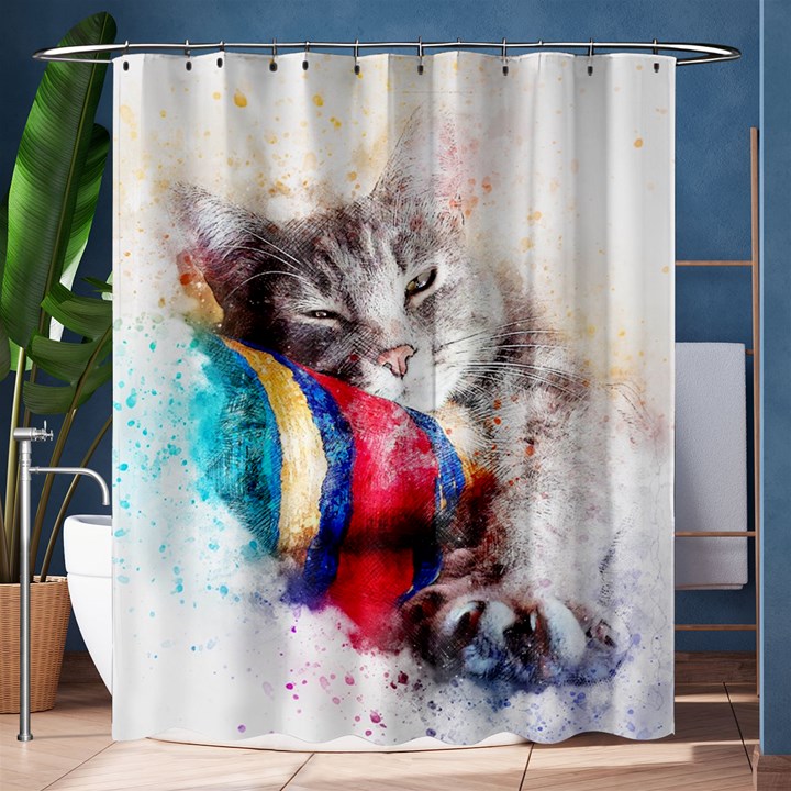 Cat Kitty Animal Art Abstract Shower Curtain 60  x 72  (Medium) 