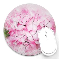 Flower Pink Art Abstract Nature Round Mousepads by Celenk