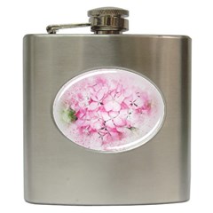 Flower Pink Art Abstract Nature Hip Flask (6 Oz) by Celenk