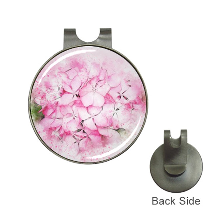 Flower Pink Art Abstract Nature Hat Clips with Golf Markers