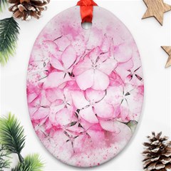 Flower Pink Art Abstract Nature Oval Ornament (two Sides)