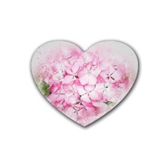 Flower Pink Art Abstract Nature Rubber Coaster (heart) 