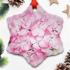 Flower Pink Art Abstract Nature Snowflake Ornament (two Sides)