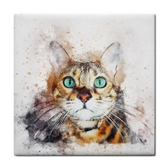 Cat Animal Art Abstract Watercolor Tile Coasters by Celenk