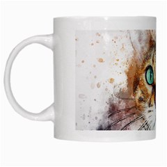 Cat Animal Art Abstract Watercolor White Mugs by Celenk