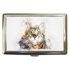 Cat Animal Art Abstract Watercolor Cigarette Money Cases by Celenk