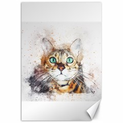 Cat Animal Art Abstract Watercolor Canvas 20  X 30   by Celenk