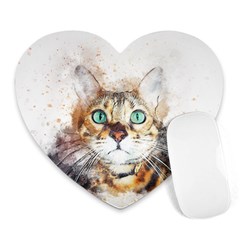 Cat Animal Art Abstract Watercolor Heart Mousepads by Celenk