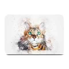 Cat Animal Art Abstract Watercolor Plate Mats by Celenk