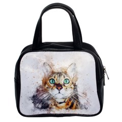 Cat Animal Art Abstract Watercolor Classic Handbags (2 Sides) by Celenk