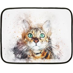 Cat Animal Art Abstract Watercolor Fleece Blanket (mini) by Celenk