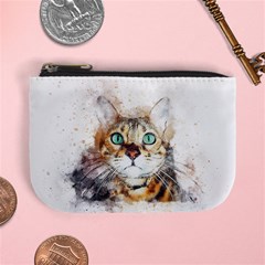 Cat Animal Art Abstract Watercolor Mini Coin Purses by Celenk