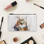 Cat Animal Art Abstract Watercolor Cosmetic Bag (Small)  Front