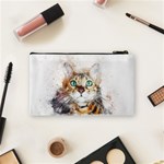 Cat Animal Art Abstract Watercolor Cosmetic Bag (Small)  Back