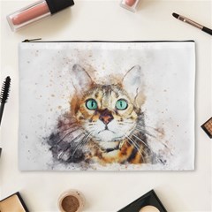 Cat Animal Art Abstract Watercolor Cosmetic Bag (xl) by Celenk