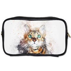 Cat Animal Art Abstract Watercolor Toiletries Bags 2-side by Celenk